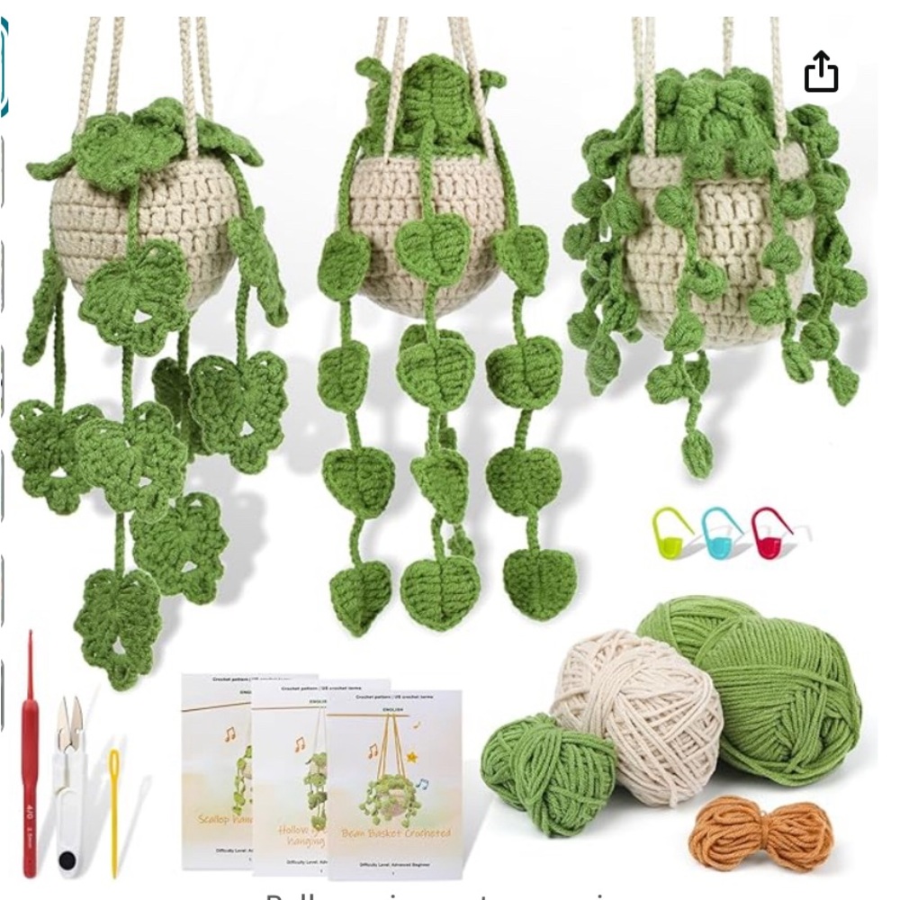 NWT 3 pc Knitted Plant Pots